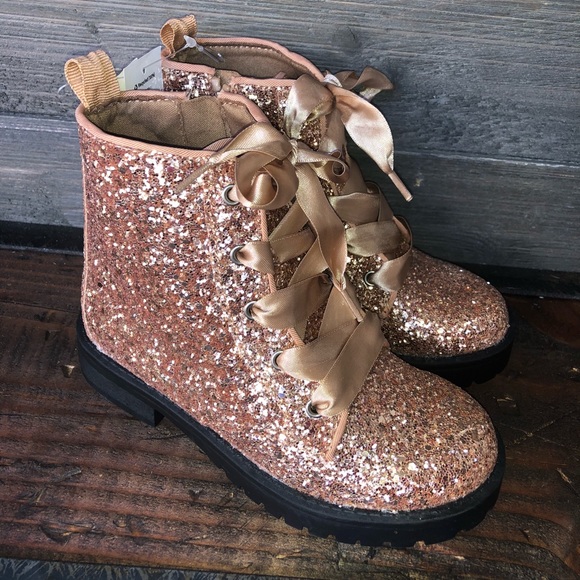 Girls Toddlers Combat Glitter boots size 9 /& 12